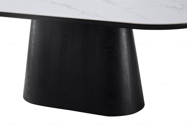 Bianca 200cm Oval Black & White Ceramic Marble Dining Table