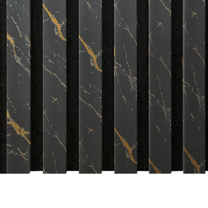 Black Gold Marble Acoustic Slatted Wall Panels Pack Of x4 240 x 60cm