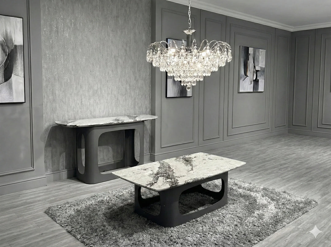 Lina Grey Ceramic Marble Console Table