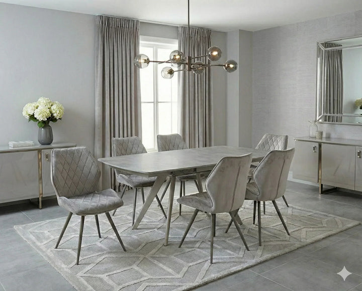 Cambridge 120-180cm Grey Ceramic Stone Swivel Extending Marble Dining Table