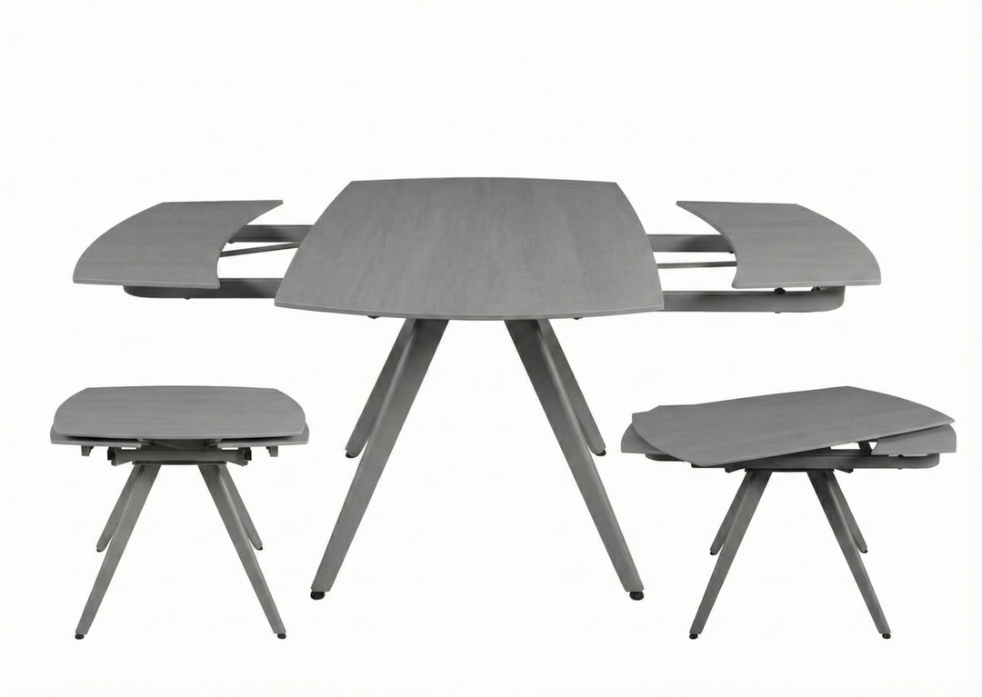 Cambridge 120-180cm Grey Ceramic Stone Swivel Extending Marble Dining Table