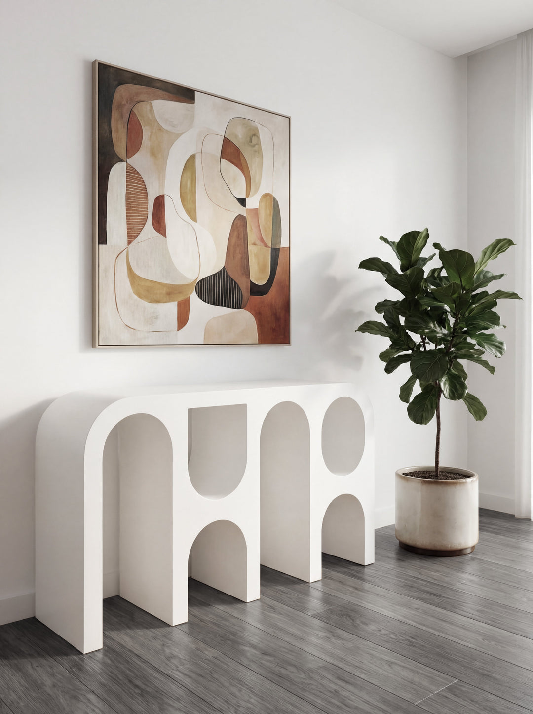 Capriana White Micro Cement Console Table