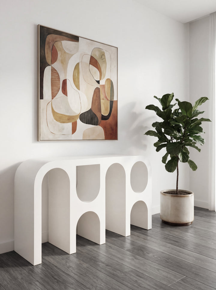 Capriana White Micro Cement Console Table