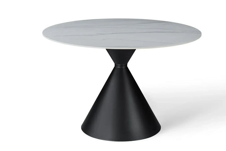 Casa Round 120cm Black & White Ceramic Marble Dining Table