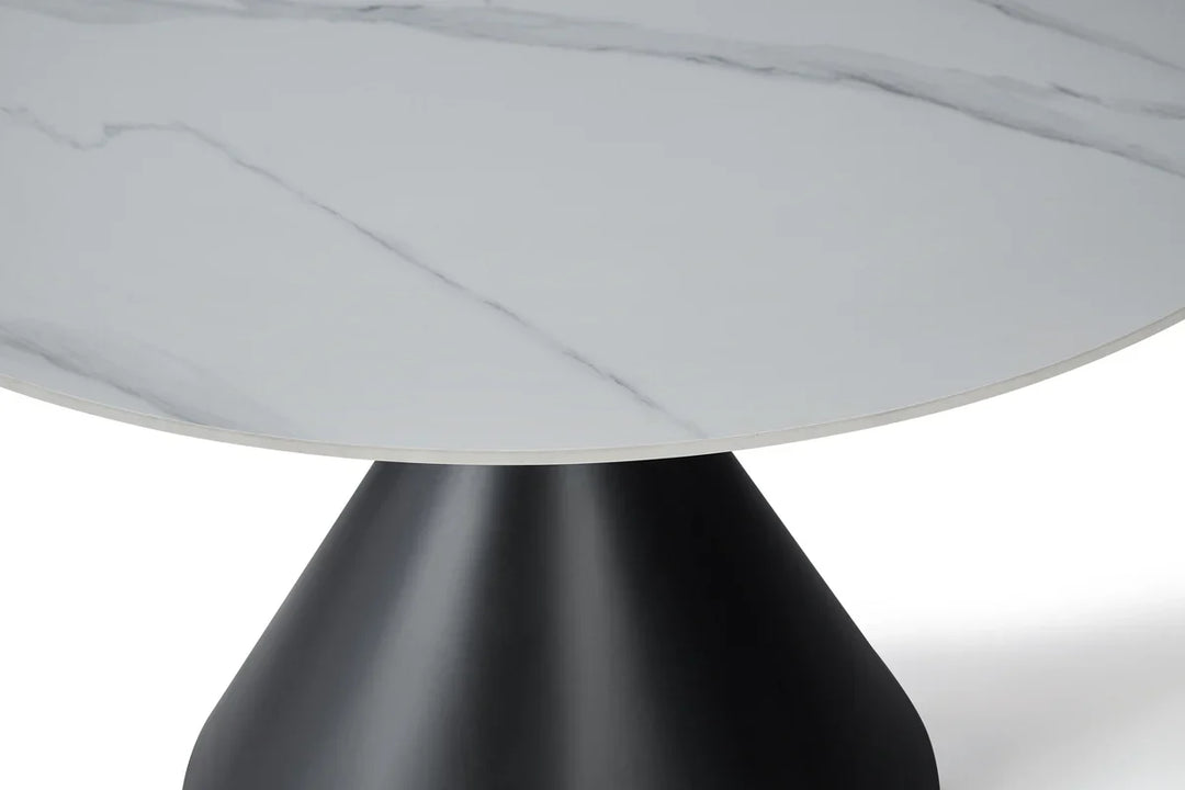 Casa Round 120cm Black & White Ceramic Marble Dining Table
