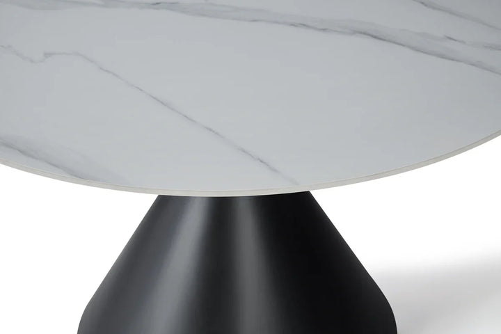 Casa Round 120cm Black & White Ceramic Marble Dining Table