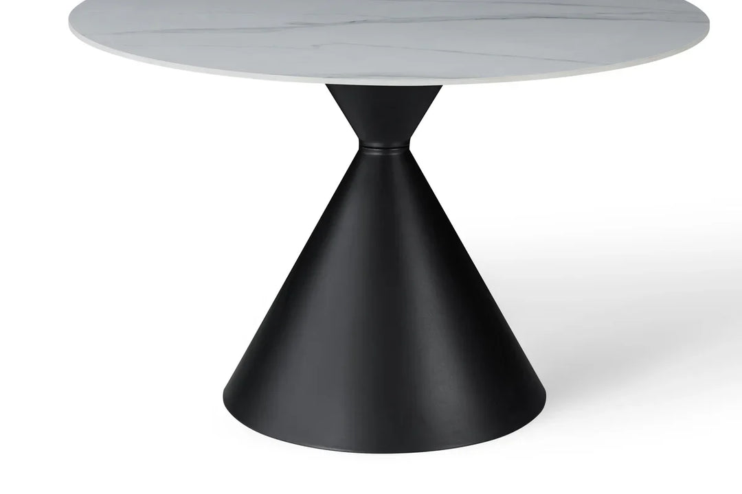 Casa Round 120cm Black & White Ceramic Marble Dining Table