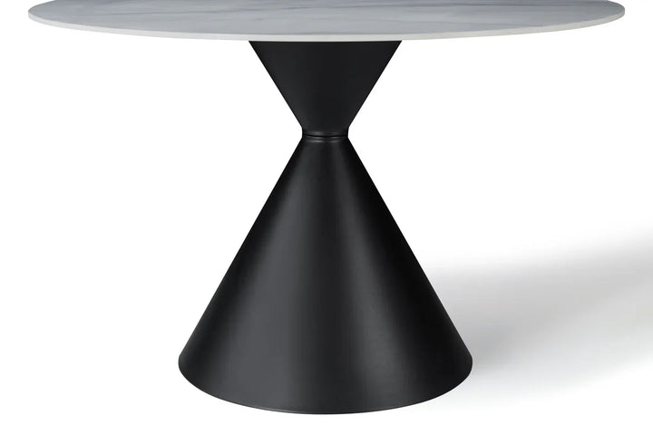 Casa Round 120cm Black & White Ceramic Marble Dining Table