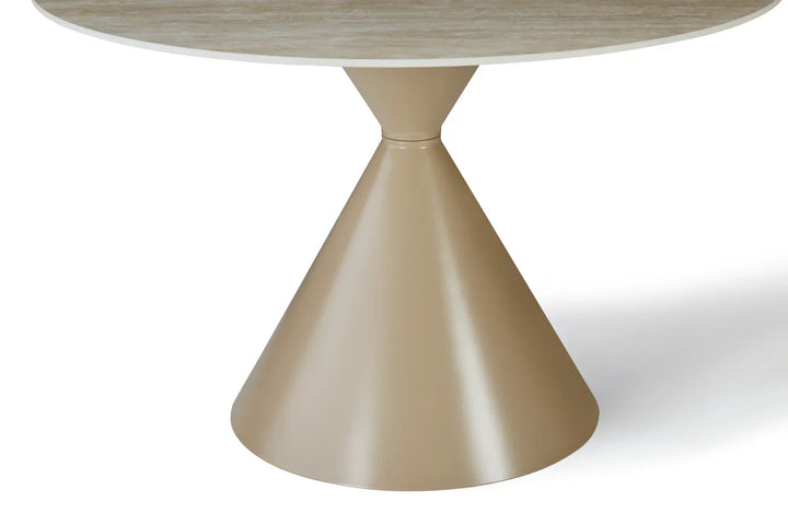 Casa Round 120cm Cappuccino & Travertine Ceramic Marble Dining Table