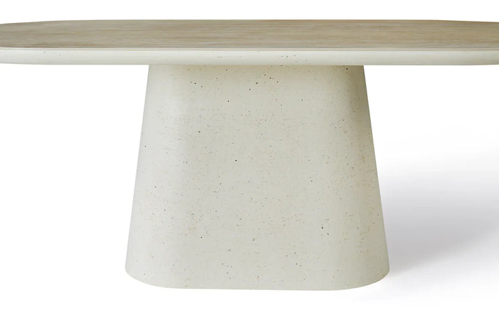 Celine 200cm Oval Ivory & Travertine Ceramic Marble Dining Table