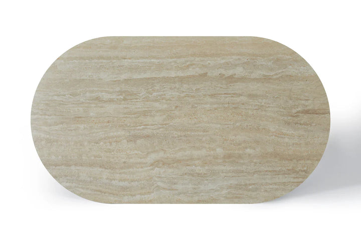 Celine 160cm Oval Ivory & Travertine Ceramic Marble Dining Table