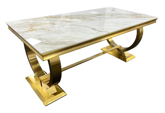 Arianna 200cm Marble & GOLD Legs Dining Table