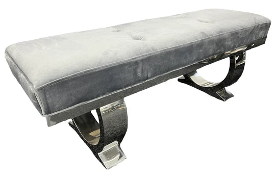 Arianna 150cm Grey Marble Dining Table + Belle Grey Velvet Dining Chairs + Grey 130cm Bench