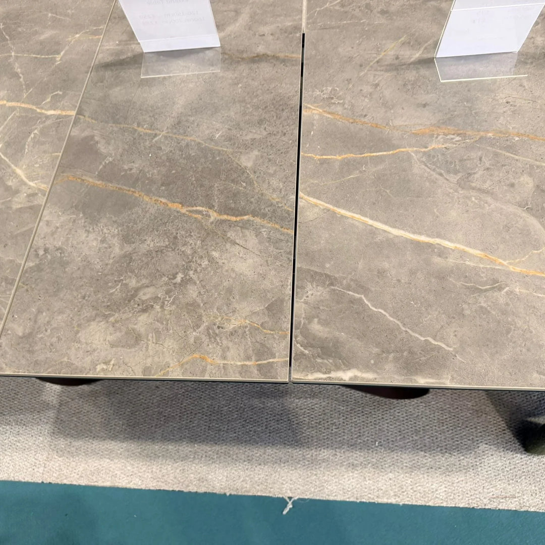 Carra 120-150cm Grey/Gold Ceramic Marble Extending Dining Table