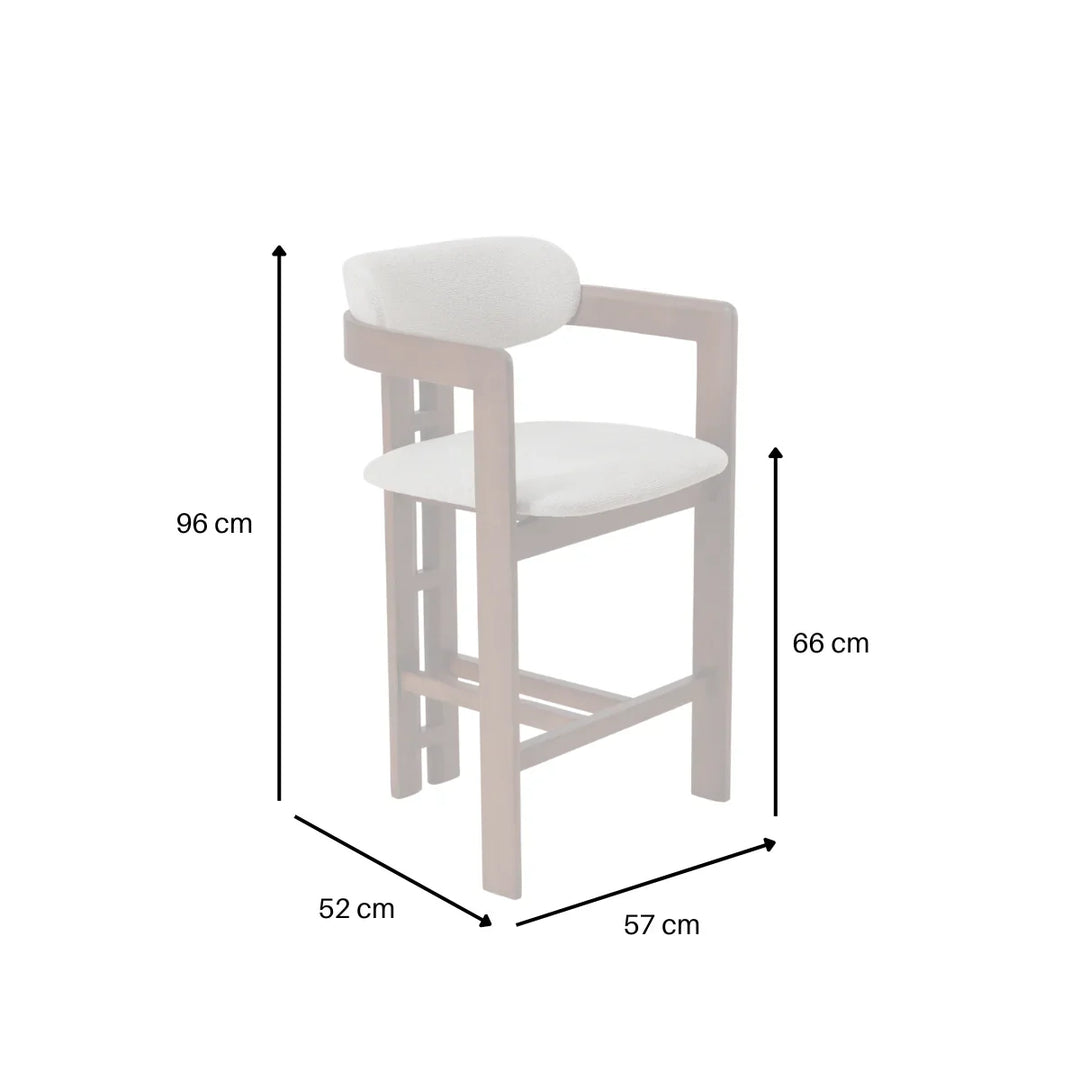 Clara Walnut Dark Wooden Ivory Boucle Fabric Bar Stool