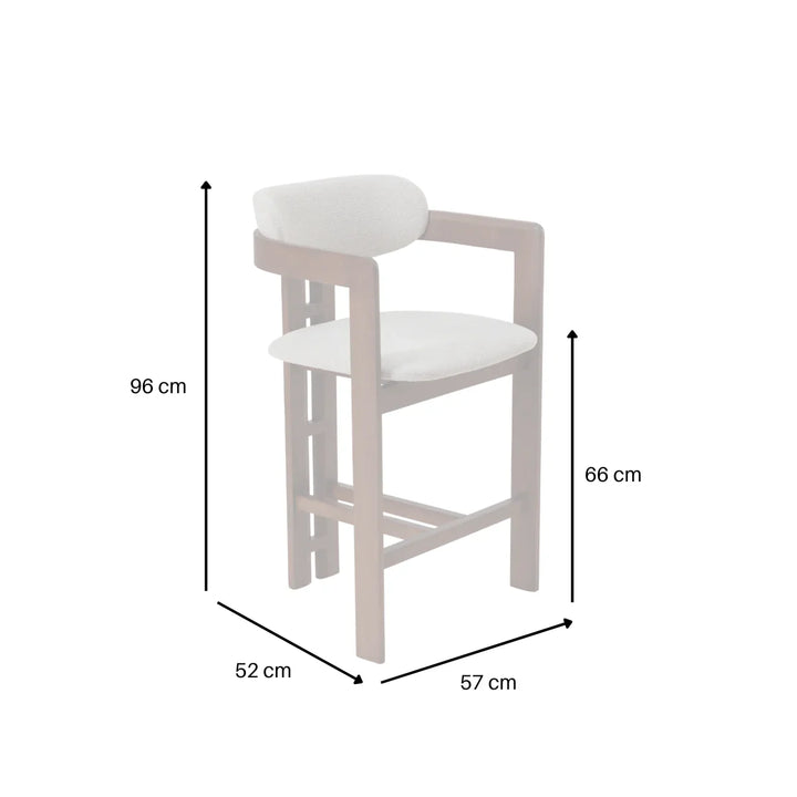 Clara Walnut Dark Wooden Ivory Boucle Fabric Bar Stool