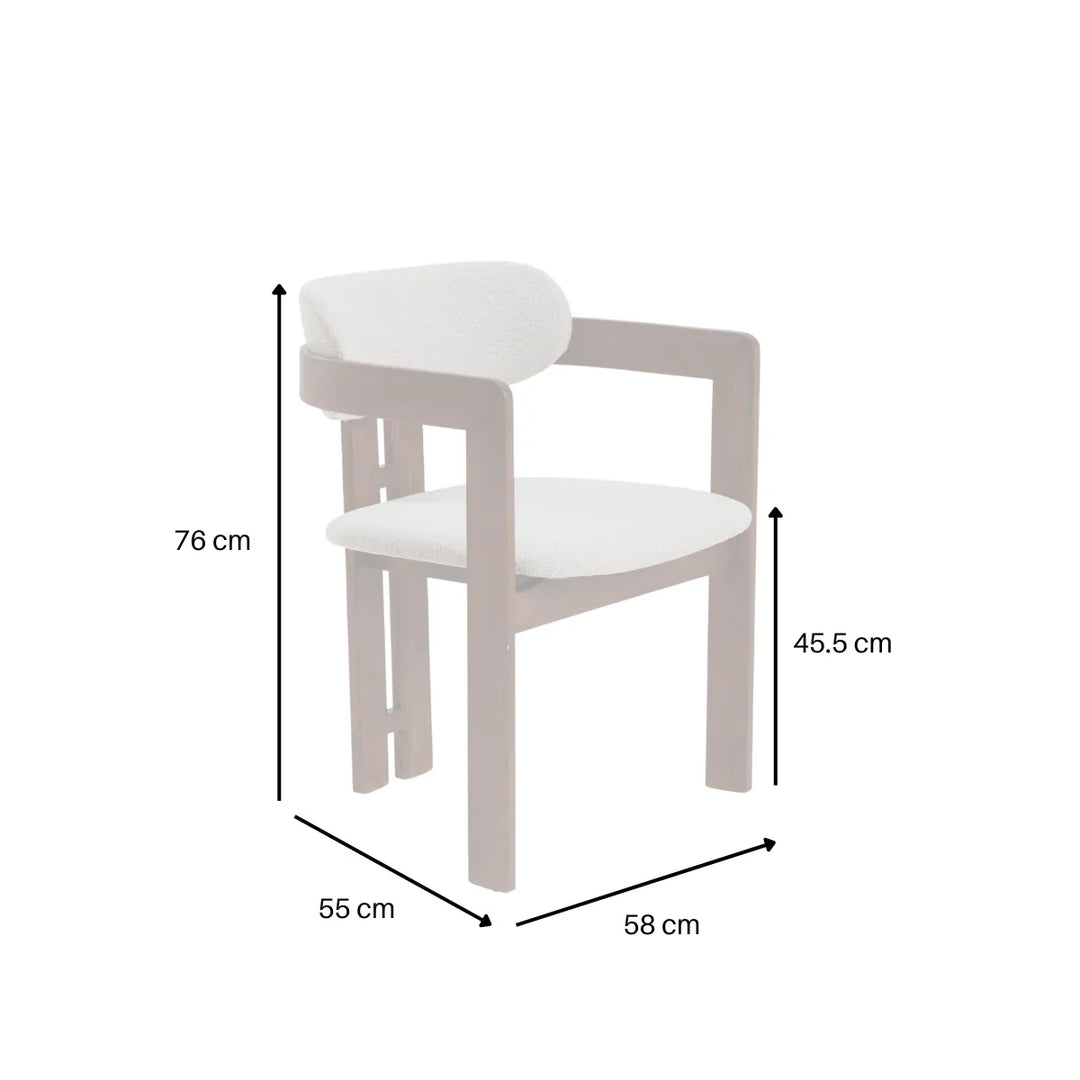 Clara Walnut Dark Wooden Ivory Boucle Fabric Dining Chairs - Pairs -