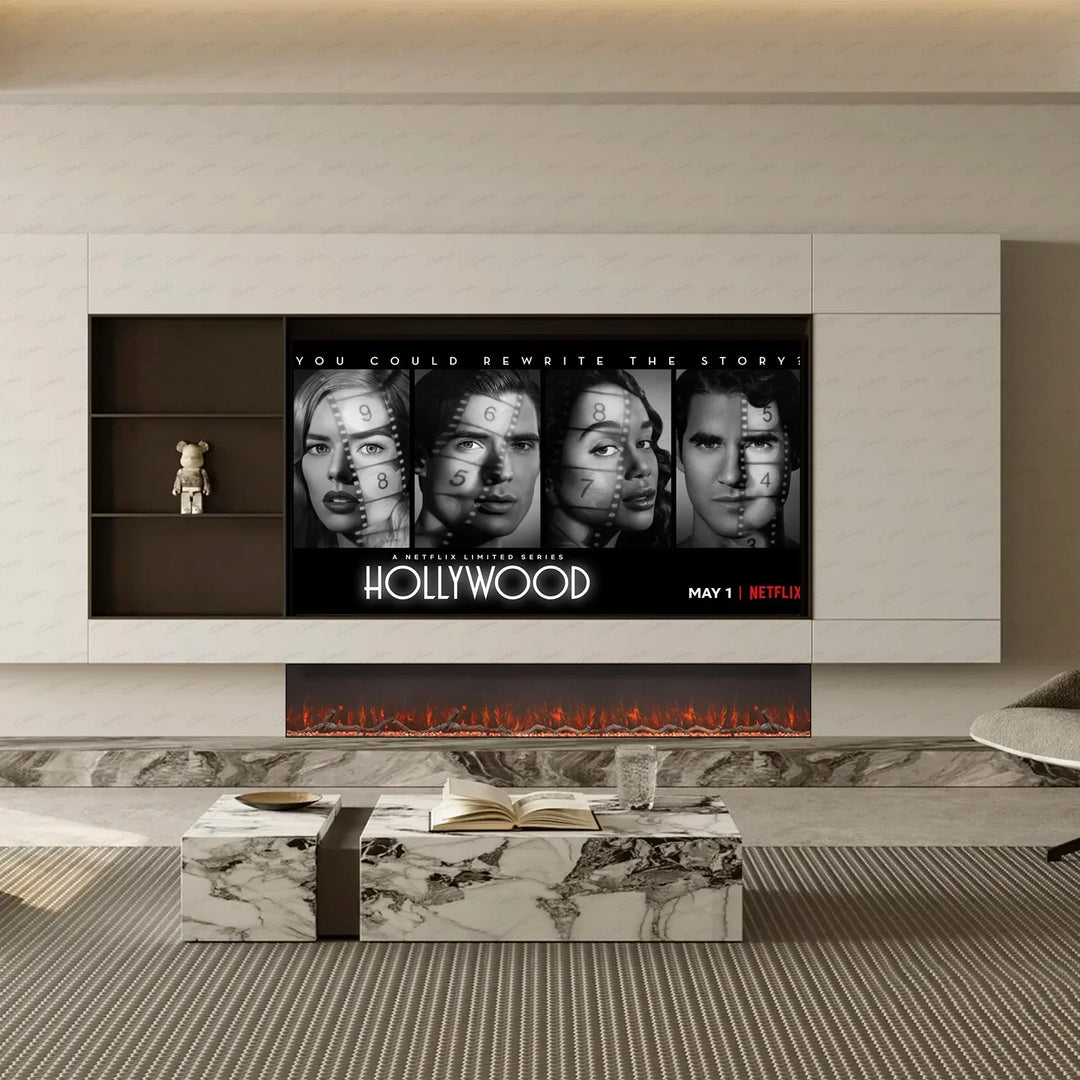 50 Inch HD 2024 Panoramic Slim Line Glass Front Borderless UHD Electric Fire HD+ 3D Effect
