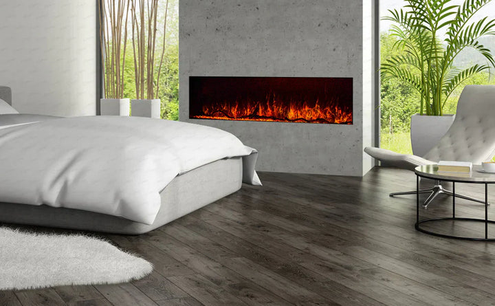 50 Inch HD 2024 Panoramic Slim Line Glass Front Borderless UHD Electric Fire HD+ 3D Effect