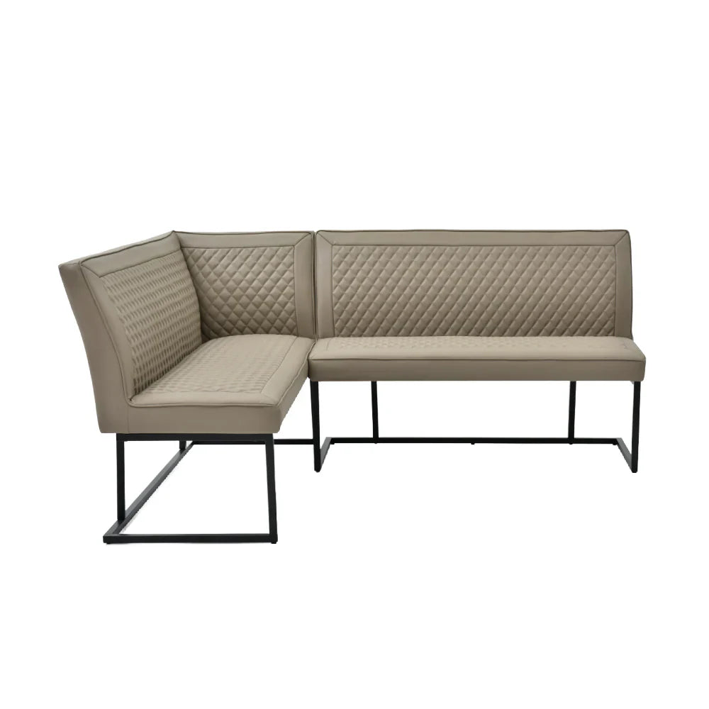 Regent Corner Leather Sand Taupe Bench Set - Left Hand Facing