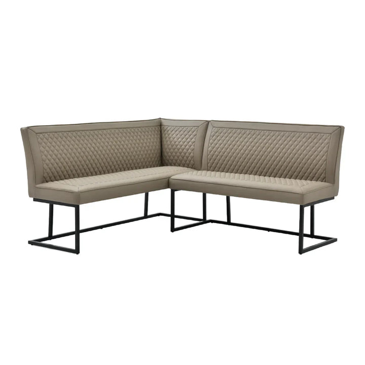 Regent Corner Leather Sand Taupe Bench Set - Left Hand Facing