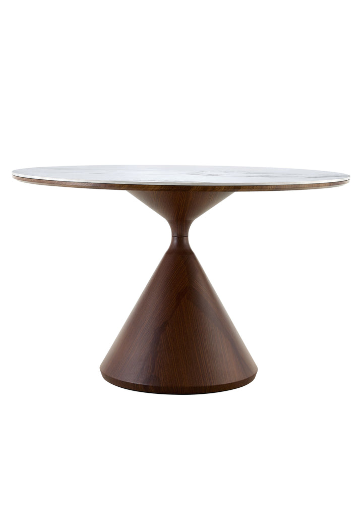 Corteo 120CM Round Italian Walnut & White / Sunset Cloud Vein Dining Table