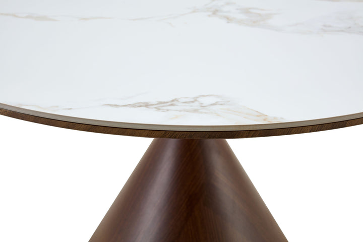 Corteo 120CM Round Italian Walnut & White / Sunset Cloud Vein Dining Table