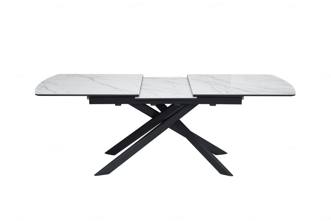 Cosma 180-230cm White Ceramic Marble Dining Table