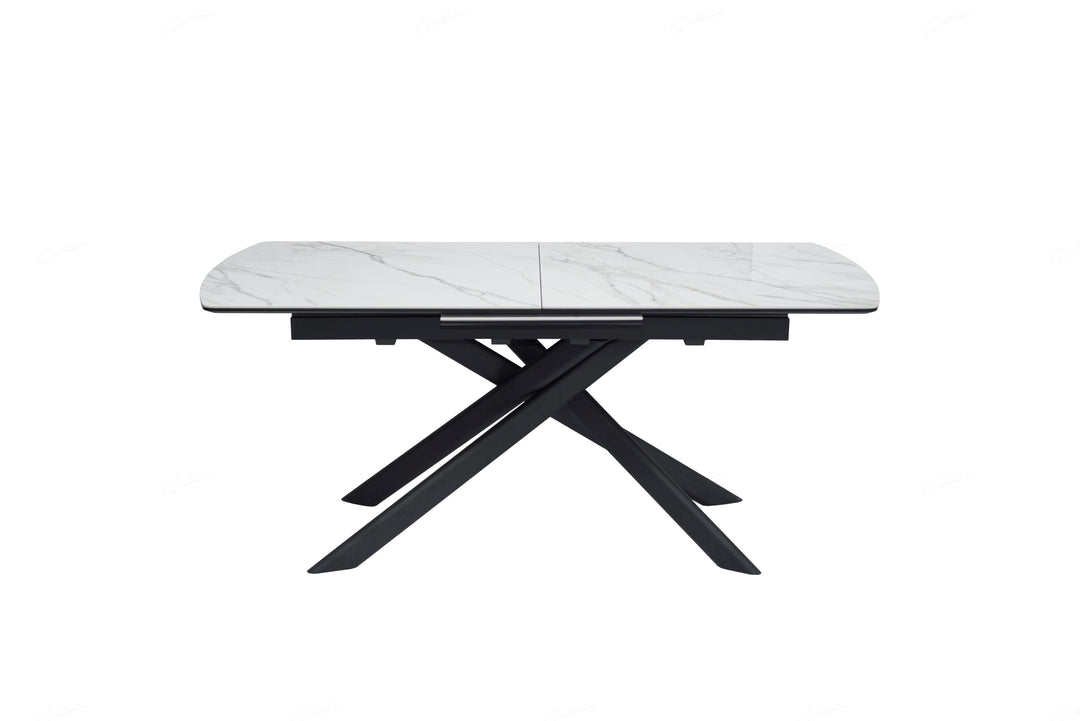 Cosma 180-230cm White Ceramic Marble Dining Table