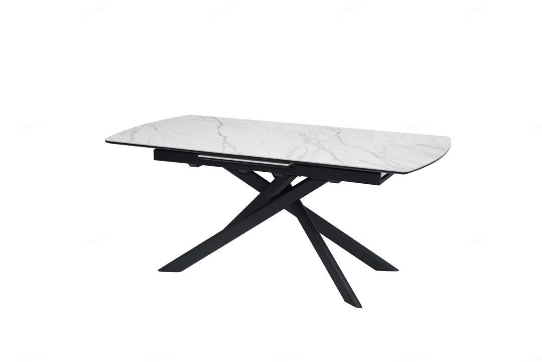 Cosma 180-230cm White Ceramic Marble Dining Table