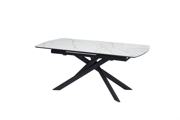 Cosma 180-230cm White Ceramic Marble Dining Table