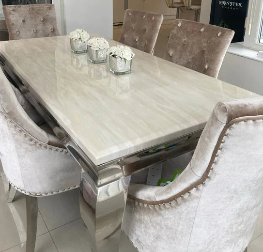 Arial 150CM Marble & Chrome  Dining Table - 5 Colours