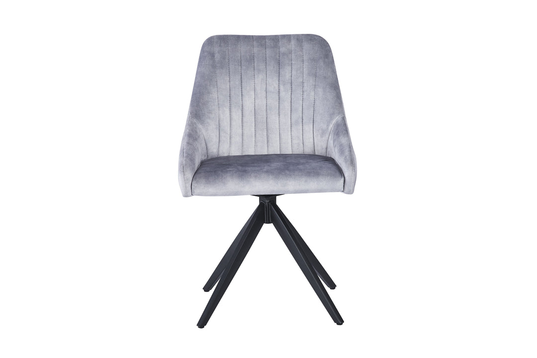 Giorgio Swivel Velvet Dining Chairs With Black Metal Base in 3 Colours - Pairs