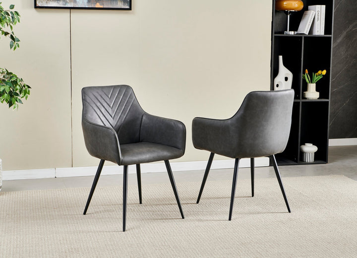 Chicago 160-200CM Black Gold Extending Dining Table With Ceramic Top + Grey PU Leather Dining Chairs