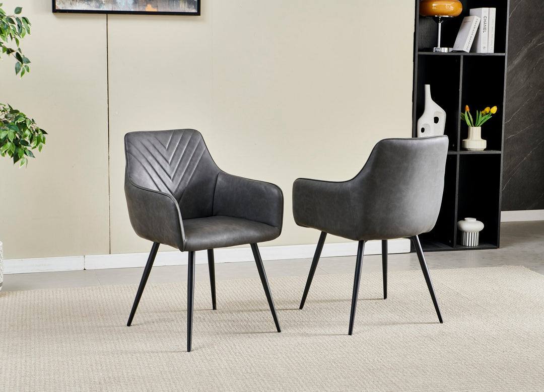 Miami 120cm Cream Gold Dining Table With Ceramic Top + Grey PU Leather Dining Chairs