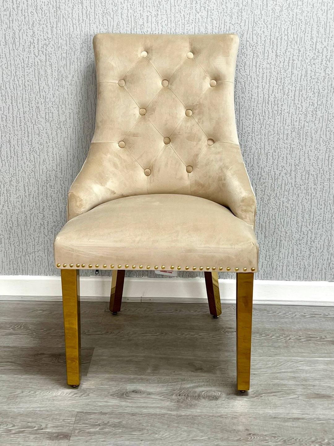 Louis Marble & Gold Dining Table With Quilted Gold Lion Knocker Velvet Chairs