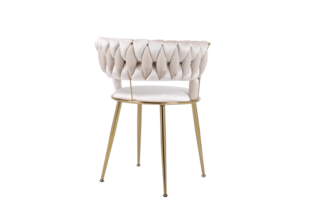 Camilla Luxury Cream & Gold Velvet Dining Chair Gold Legs