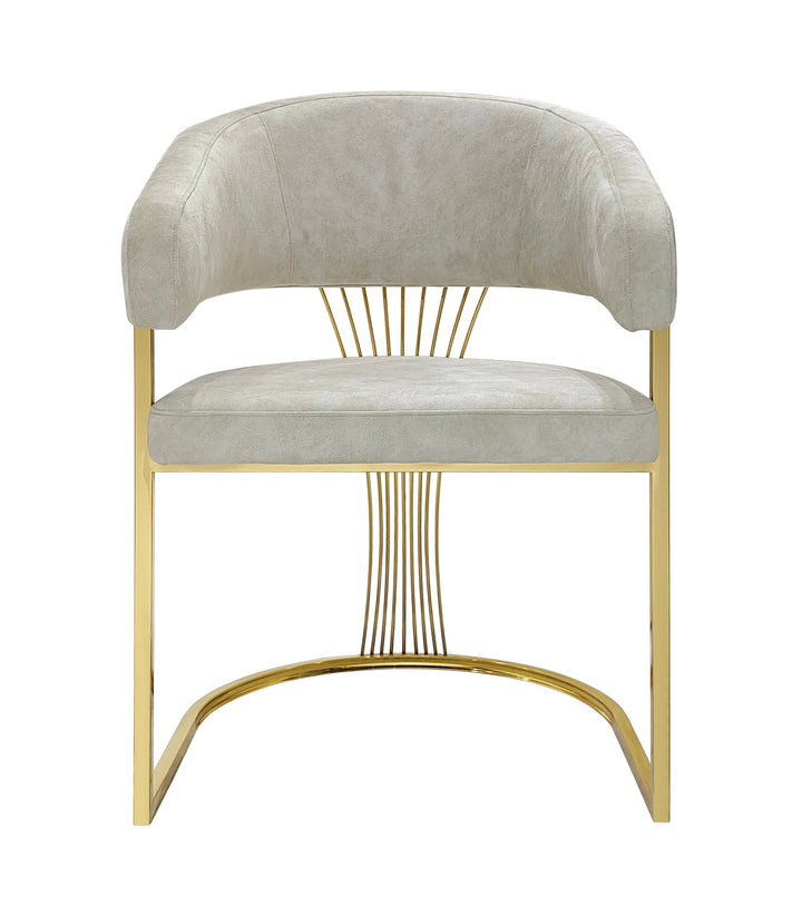 Savoy Cream / Gold Leathaire Fabric Dining Chair