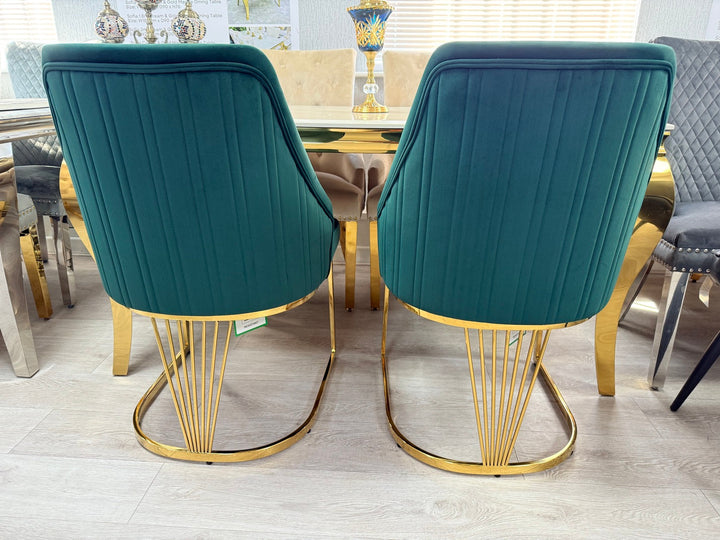 Carlton Green/Gold Plush Velvet Dining Chair