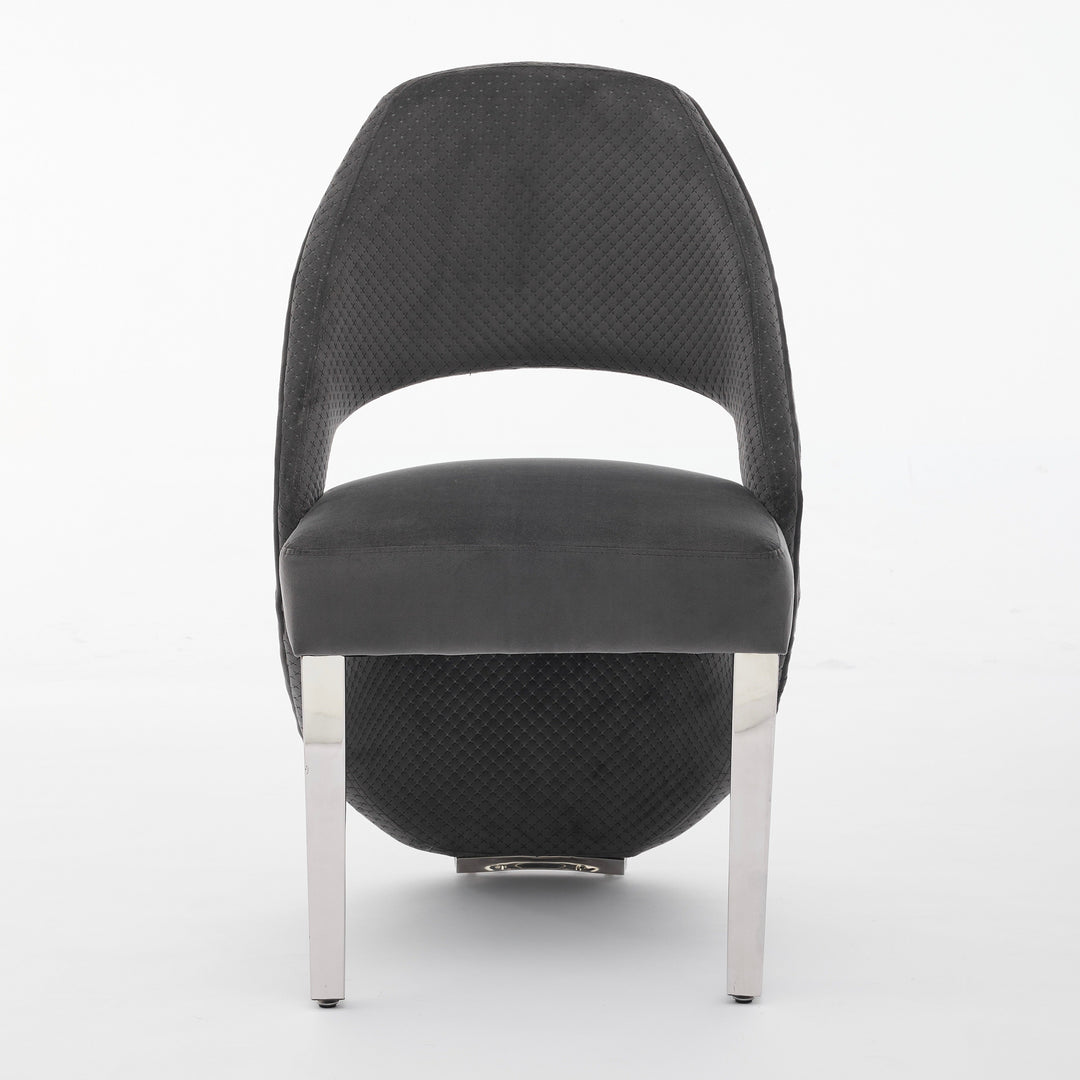 Santos Grey Plush Velvet Dining Chair Chrome Legs