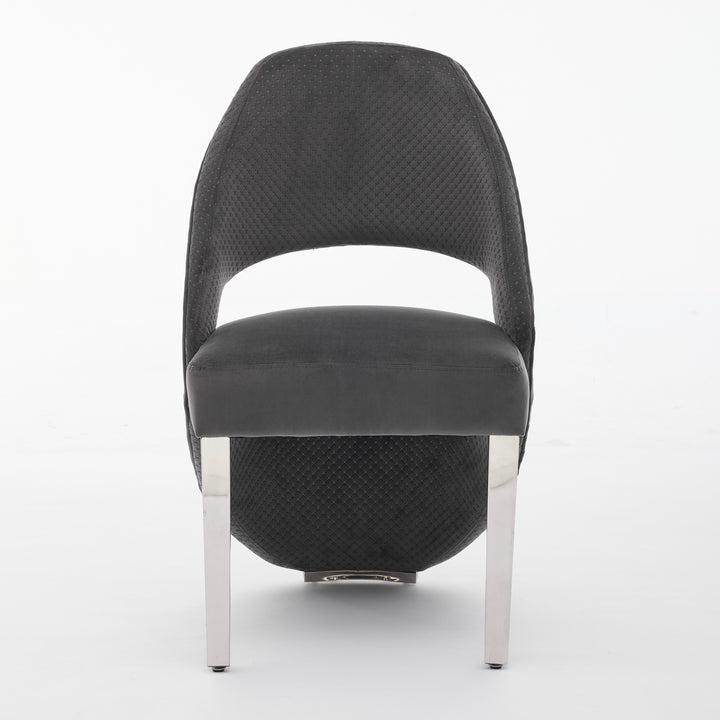 Santos Grey Plush Velvet Dining Chair Chrome Legs