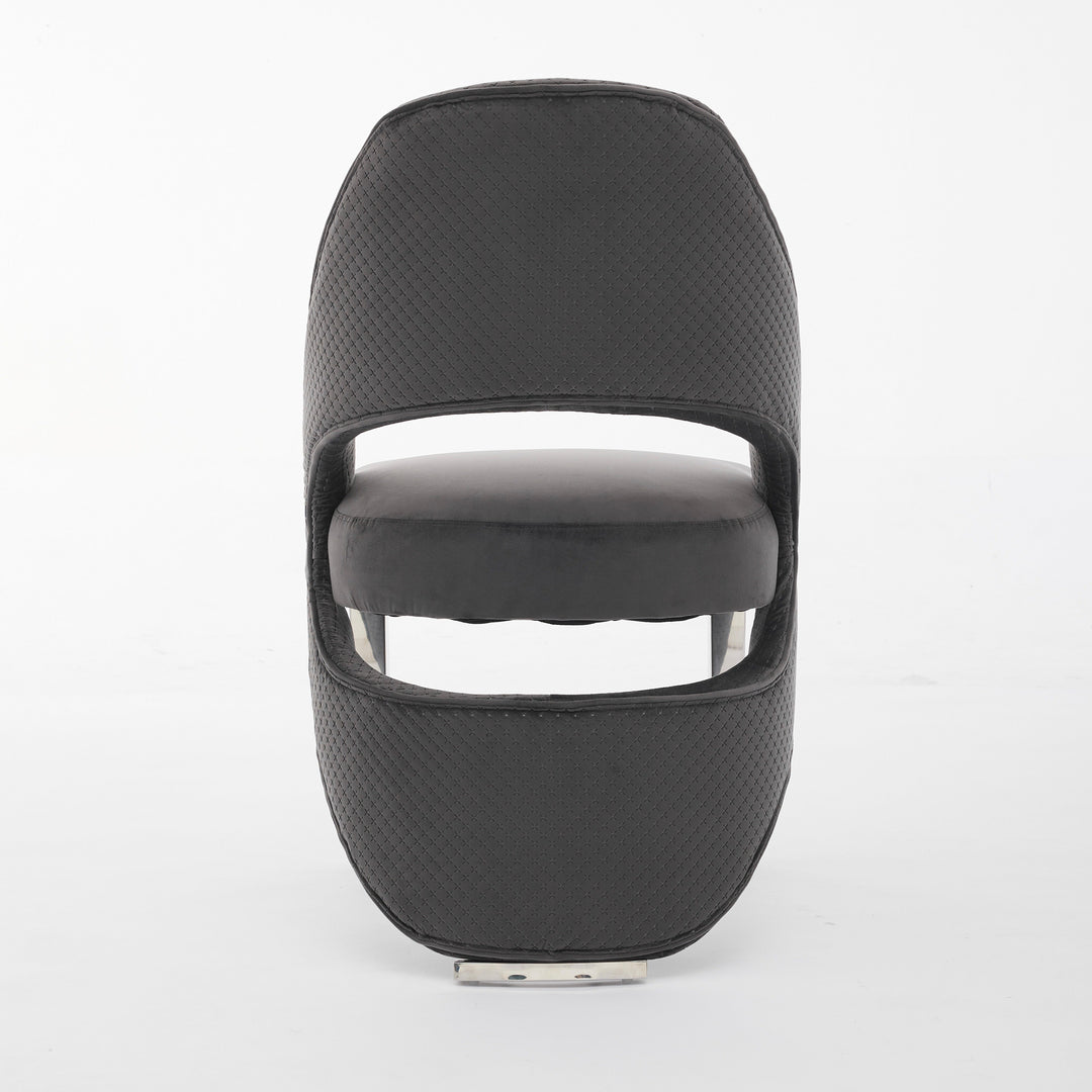 Santos Grey Plush Velvet Dining Chair Chrome Legs