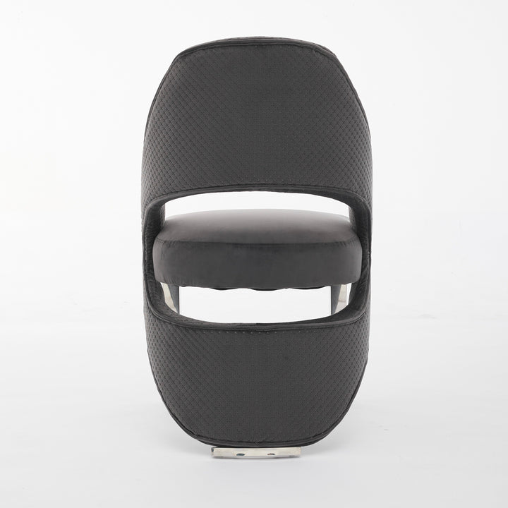 Santos Grey Plush Velvet Dining Chair Chrome Legs