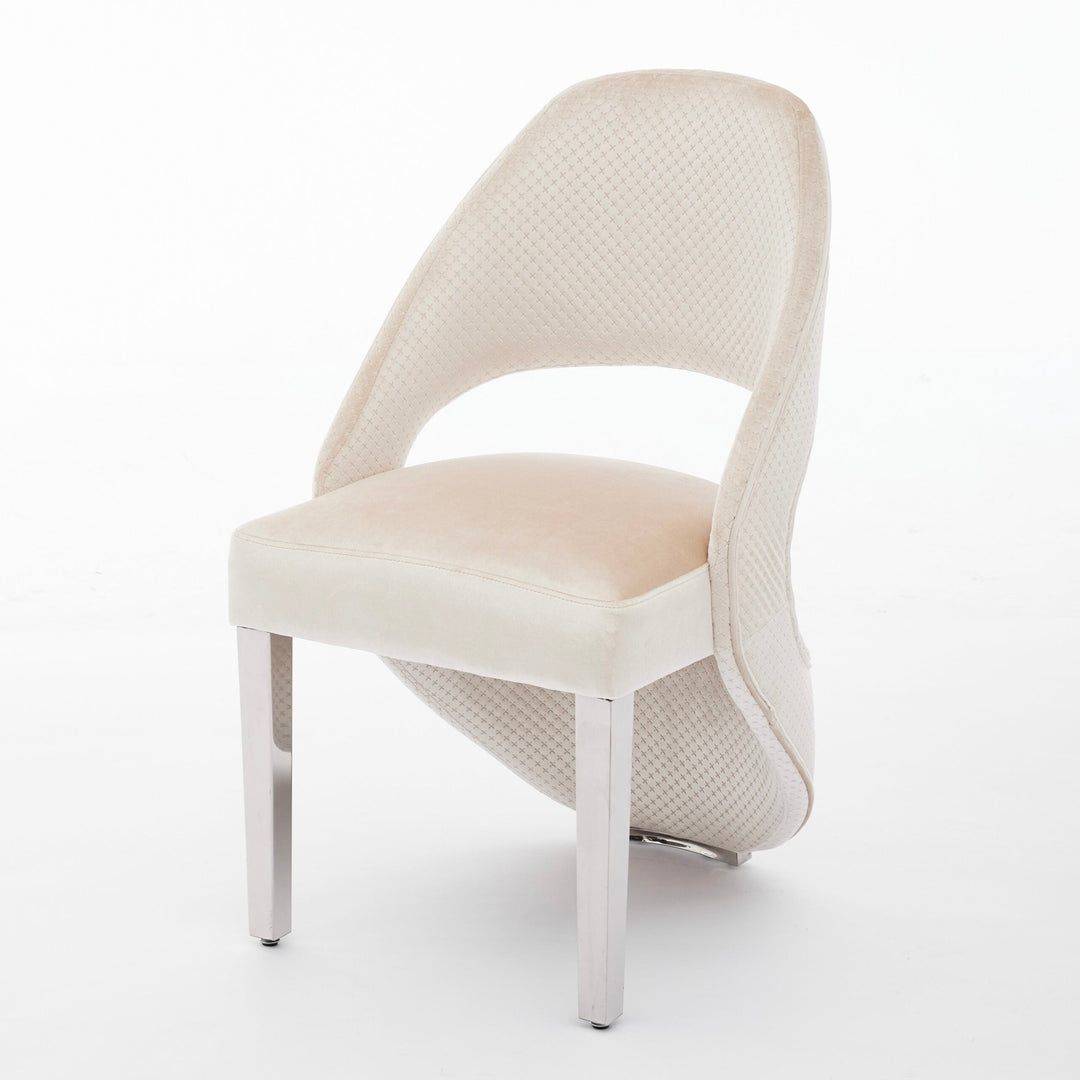 Arial Marble & Chrome Dining Table With Santos Velvet Chairs