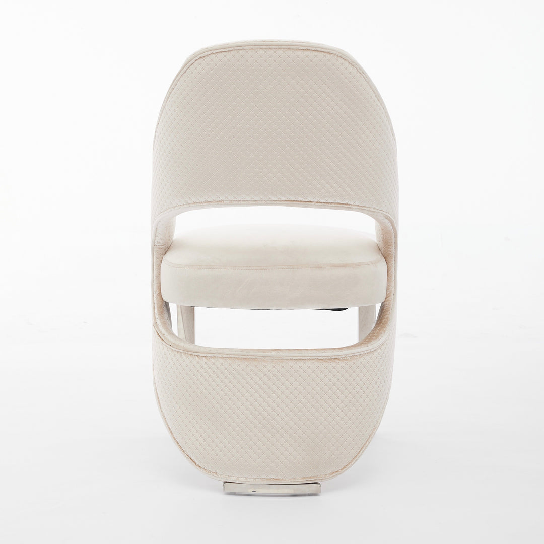 Santos Cream Plush Velvet Dining Chair Chrome Legs