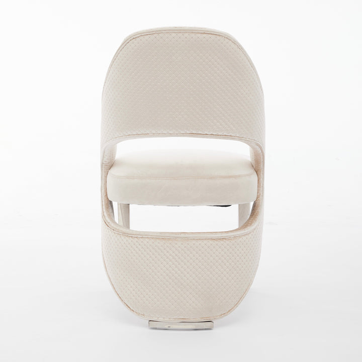 Santos Cream Plush Velvet Dining Chair Chrome Legs