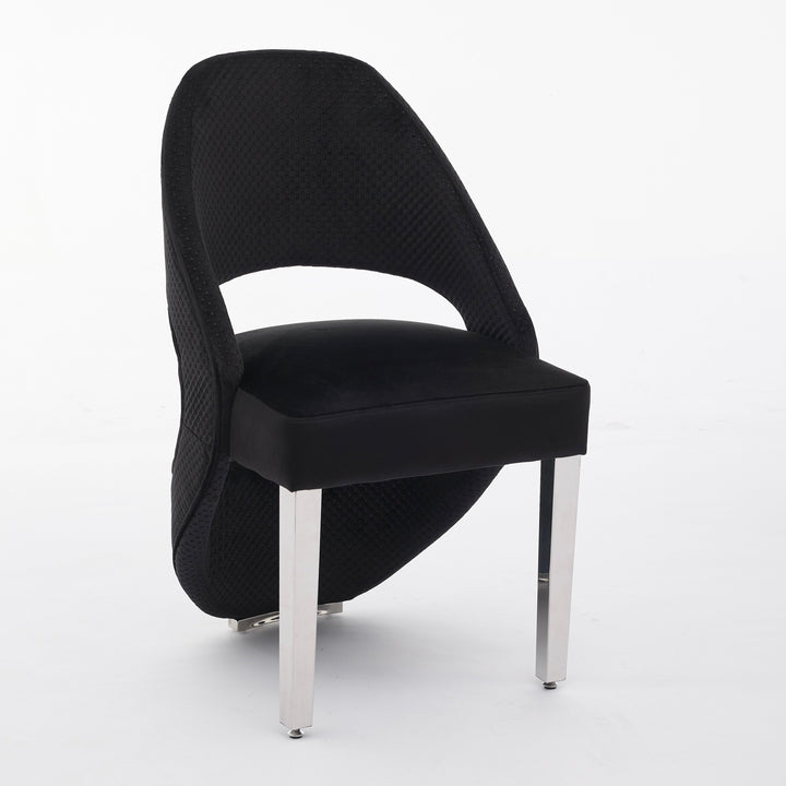 Santos Black Plush Velvet Dining Chair Chrome Legs
