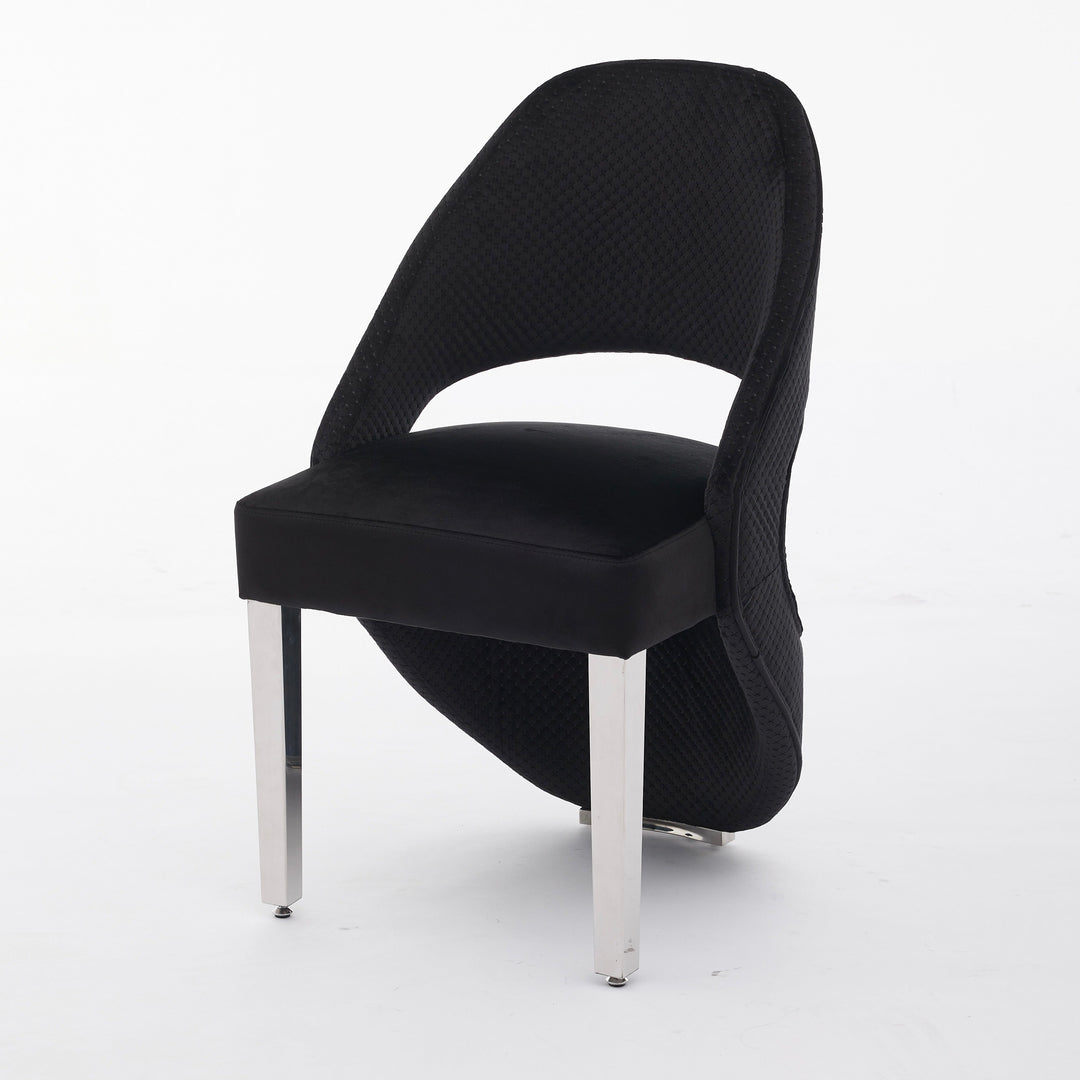 Santos Black Plush Velvet Dining Chair Chrome Legs