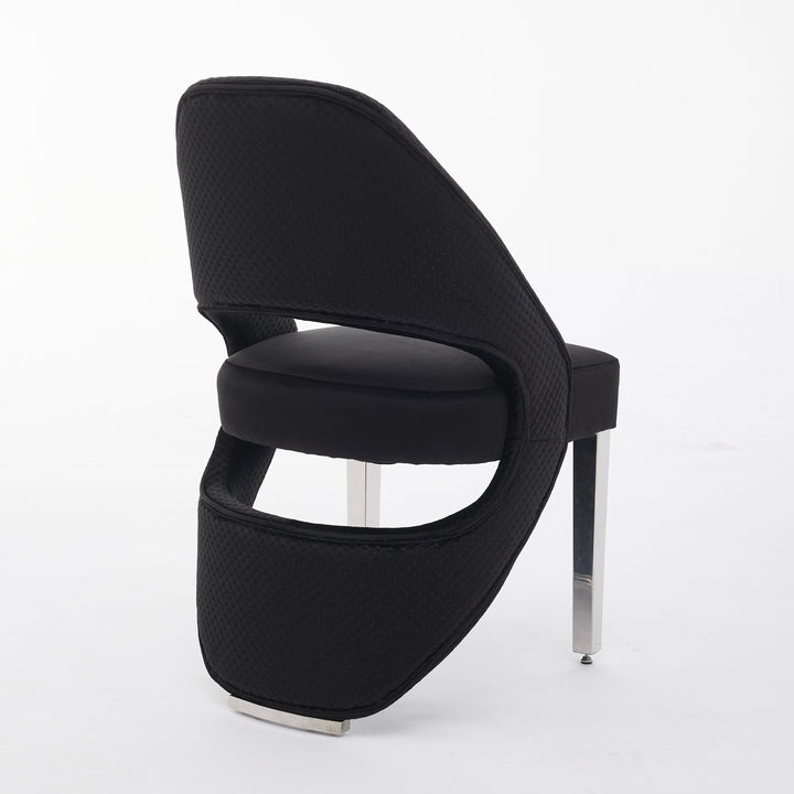 Santos Black Plush Velvet Dining Chair Chrome Legs