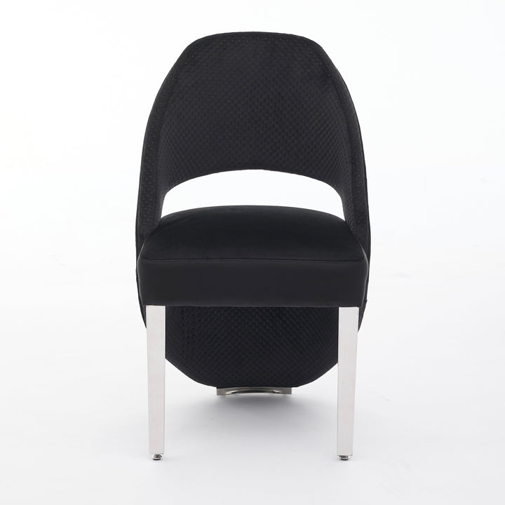 Santos Black Plush Velvet Dining Chair Chrome Legs